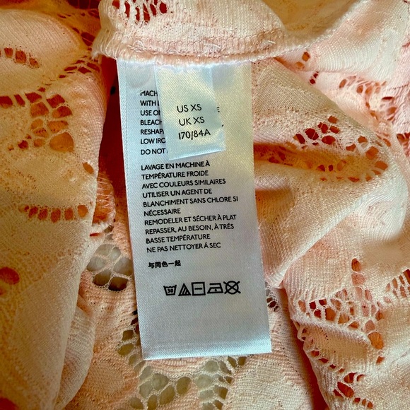 NWT Free People Olivia Lace Top blouse Edwardian sleeves Shirt XS powder pink - Picture 8 of 16